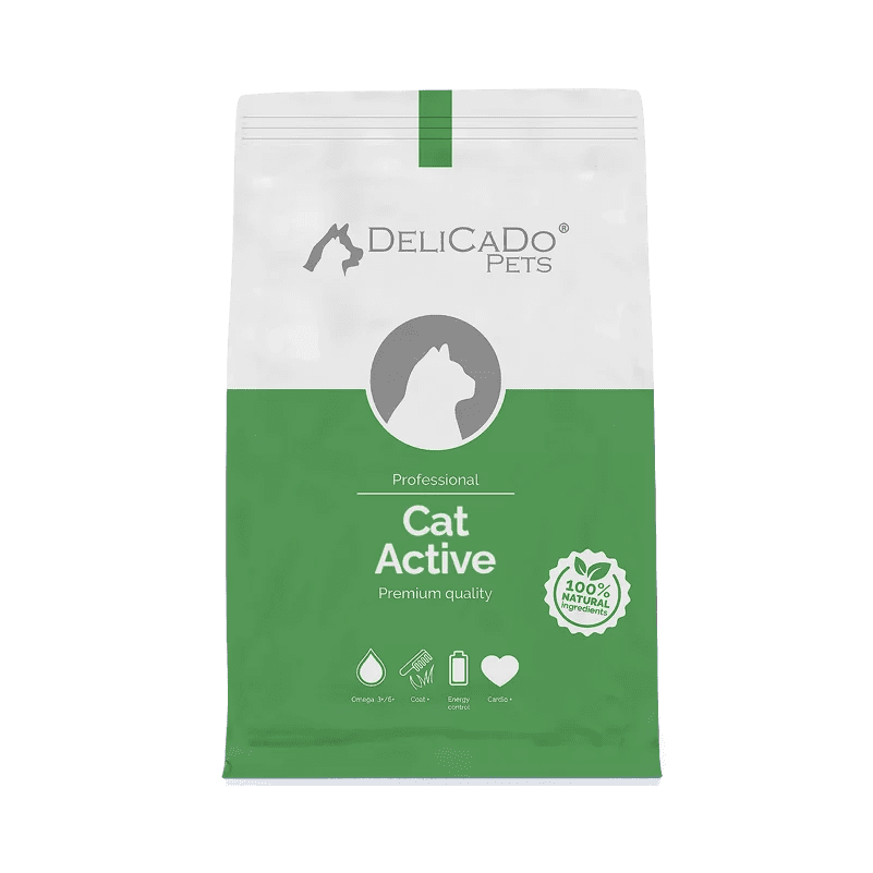 Купить полнорационный сухой корм для взрослых и активных кошек Delicado ACTIVE с курицей в Казани
